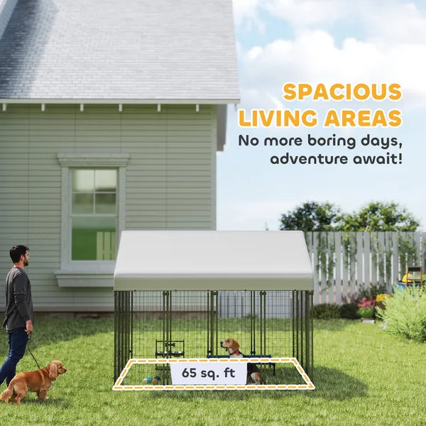 Outdoor Dog Kennel with Roof, 8' x 8' x 6' Heavy Duty Welded Wire Dog Playpen Enclosure with Escape-proof Lock - product image 4