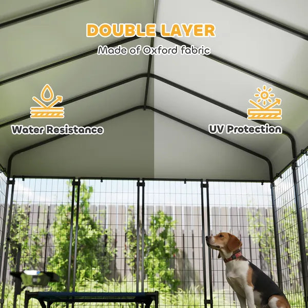 Outdoor Dog Kennel with Roof, 8' x 8' x 6' Heavy Duty Welded Wire Dog Playpen Enclosure with Escape-proof Lock - product image 5