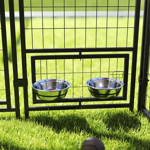 PawHut Outdoor Dog Kennel with Rotating Bowl Holders, Walk-in Pet Playpen with Waterproof Cover, 8 ft x 4 ft x 6 ft, Green - product image 9
