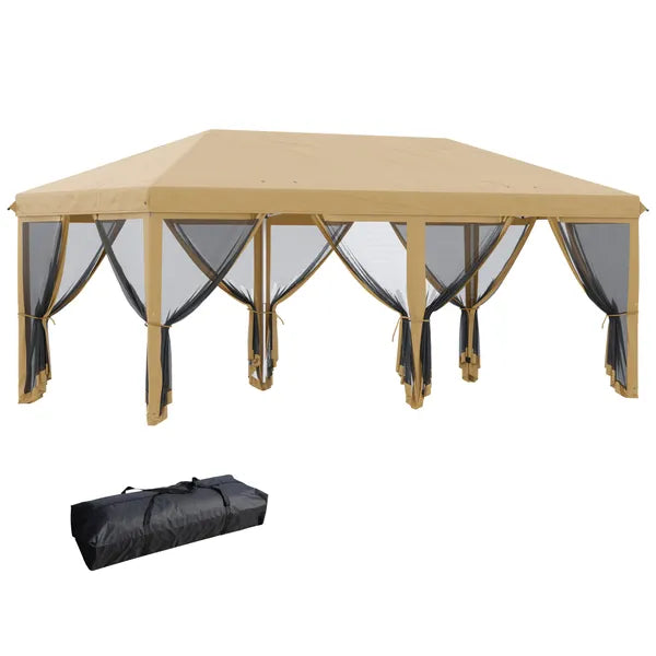 Outdoor Entertaining 10x20' Beige Pop-Up Canopy Tent with Netting Sidewalls - product image 12