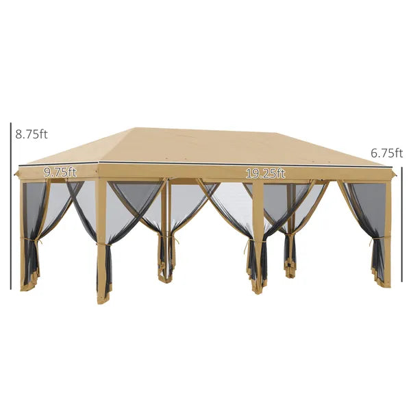 Outdoor Entertaining 10x20' Beige Pop-Up Canopy Tent with Netting Sidewalls - product image 3