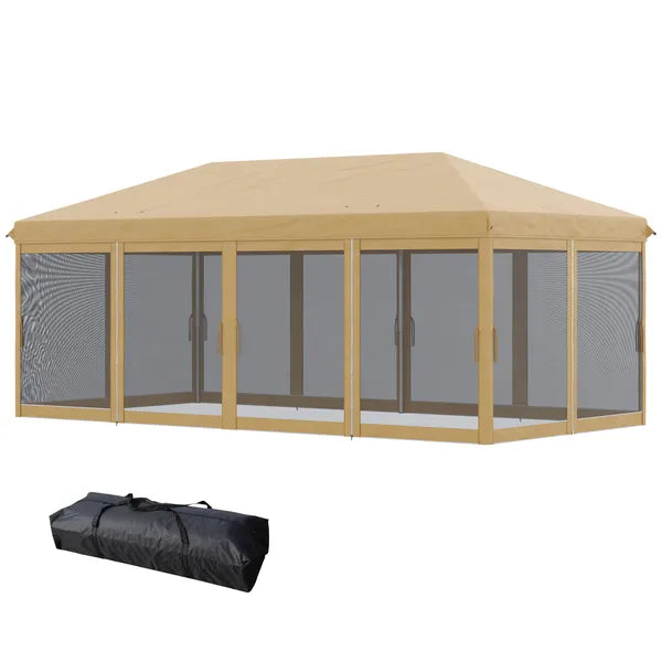 Outdoor Entertaining 10x20' Beige Pop-Up Canopy Tent with Netting Sidewalls - product image 11
