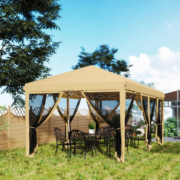 Outdoor Entertaining 10x20' Beige Pop-Up Canopy Tent with Netting Sidewalls - product image 8