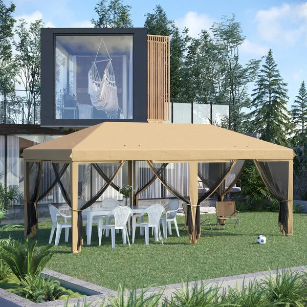Outdoor Entertaining 10x20' Beige Pop-Up Canopy Tent with Netting Sidewalls - product image 2