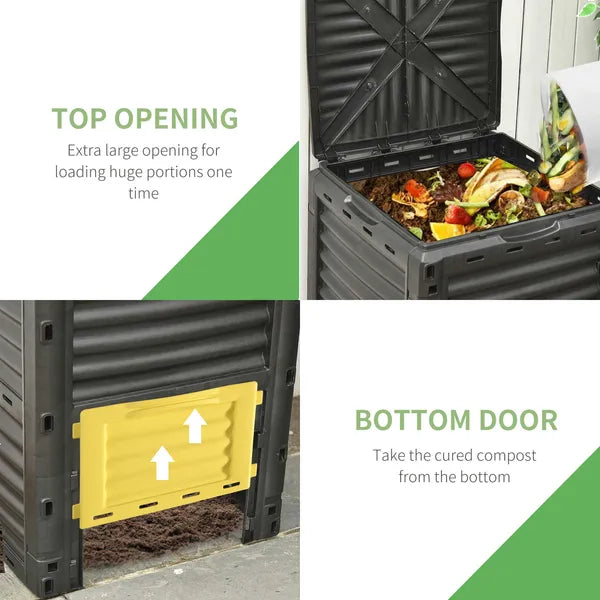 Outsunny Outdoor Garden Compost Bin 80 Gallon, Large Capacity Garden Composter for Fast Soil Fertilization, Easy Assembly, Yellow - product image 4