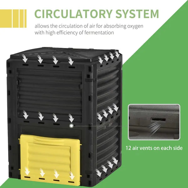 Outsunny Outdoor Garden Compost Bin 80 Gallon, Large Capacity Garden Composter for Fast Soil Fertilization, Easy Assembly, Yellow - product image 6