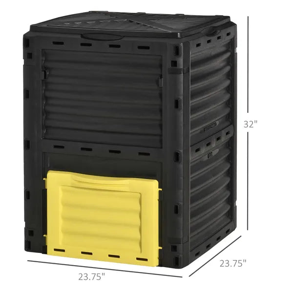 Outsunny Outdoor Garden Compost Bin 80 Gallon, Large Capacity Garden Composter for Fast Soil Fertilization, Easy Assembly, Yellow - product image 3