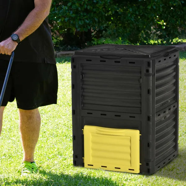 Outsunny Outdoor Garden Compost Bin 80 Gallon, Large Capacity Garden Composter for Fast Soil Fertilization, Easy Assembly, Yellow - product image 9