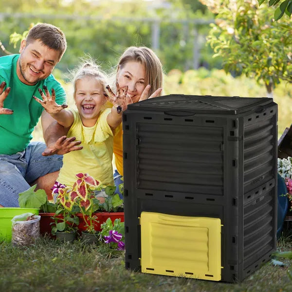 Outsunny Outdoor Garden Compost Bin 80 Gallon, Large Capacity Garden Composter for Fast Soil Fertilization, Easy Assembly, Yellow - product image 10