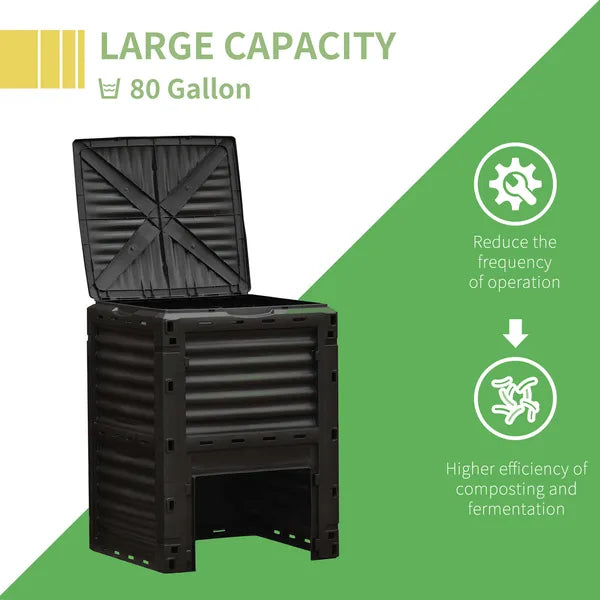 Outsunny Outdoor Garden Compost Bin 80 Gallon, Large Capacity Garden Composter for Fast Soil Fertilization, Easy Assembly, Yellow - product image 5