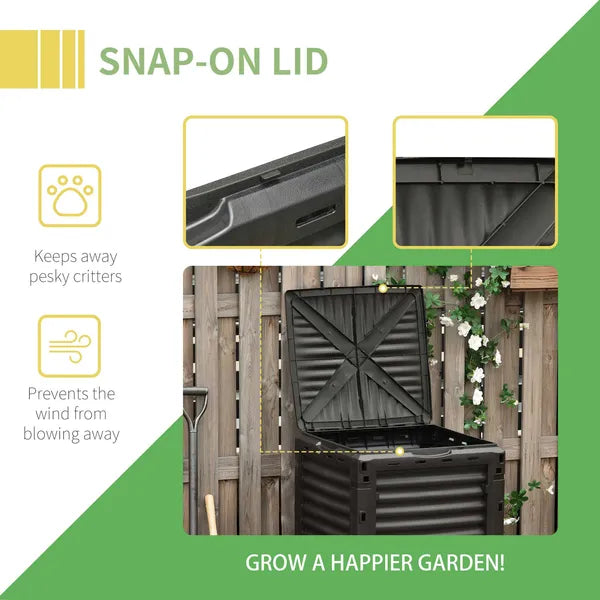 Outsunny Outdoor Garden Compost Bin 80 Gallon, Large Capacity Garden Composter for Fast Soil Fertilization, Easy Assembly, Yellow - product image 7