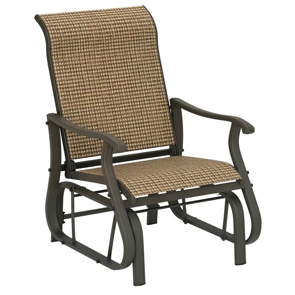 Outsunny Outdoor Glider Chair Patio Glider Swing Chair with Mesh Seat, Steel Frame for Backyard, Garden, Porch, Light Mixed Brown - product image 11