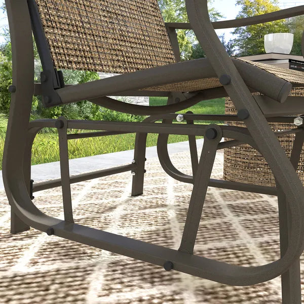 Outsunny Outdoor Glider Chair Patio Glider Swing Chair with Mesh Seat, Steel Frame for Backyard, Garden, Porch, Light Mixed Brown - product image 8