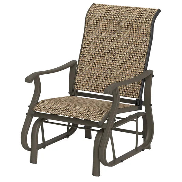 Outsunny Outdoor Glider Chair Patio Glider Swing Chair with Mesh Seat, Steel Frame for Backyard, Garden, Porch, Light Mixed Brown - product image 1