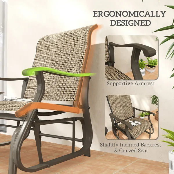 Outsunny Outdoor Glider Chair Patio Glider Swing Chair with Mesh Seat, Steel Frame for Backyard, Garden, Porch, Light Mixed Brown - product image 7