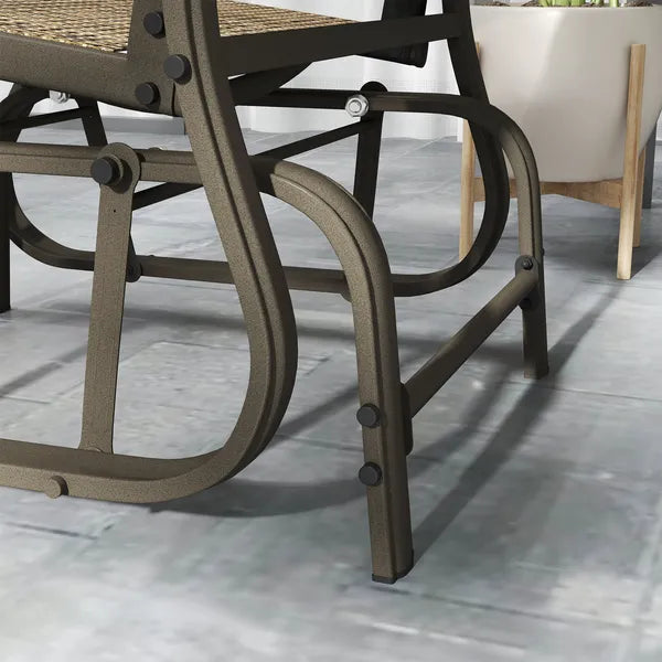 Outsunny Outdoor Glider Chair Patio Glider Swing Chair with Mesh Seat, Steel Frame for Backyard, Garden, Porch, Light Mixed Brown - product image 9