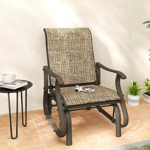 Outsunny Outdoor Glider Chair Patio Glider Swing Chair with Mesh Seat, Steel Frame for Backyard, Garden, Porch, Light Mixed Brown - product image 2