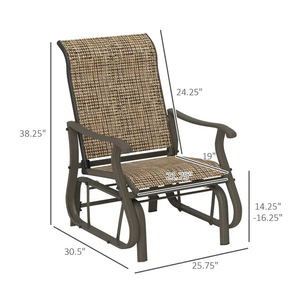 Outsunny Outdoor Glider Chair Patio Glider Swing Chair with Mesh Seat, Steel Frame for Backyard, Garden, Porch, Light Mixed Brown - product image 3
