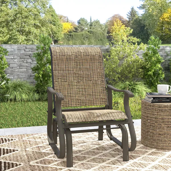 Outsunny Outdoor Glider Chair Patio Glider Swing Chair with Mesh Seat, Steel Frame for Backyard, Garden, Porch, Light Mixed Brown - product image 10