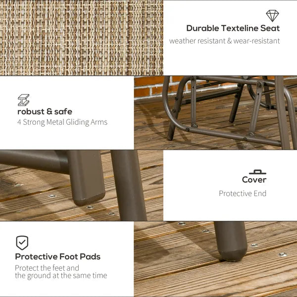 Outdoor Glider Chairs with Coffee Table, Patio 2-Seat Rocking Chair Swing Loveseat with Breathable Sling for Backyard, Garden - product image 6