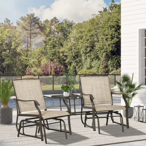 Outdoor Glider Chairs with Coffee Table, Patio 2-Seat Rocking Chair Swing Loveseat with Breathable Sling for Backyard, Garden - product image 10