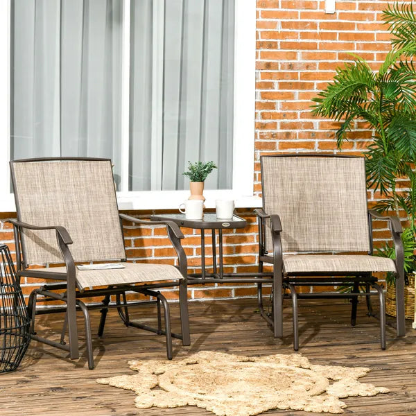 Outdoor Glider Chairs with Coffee Table, Patio 2-Seat Rocking Chair Swing Loveseat with Breathable Sling for Backyard, Garden - product image 2