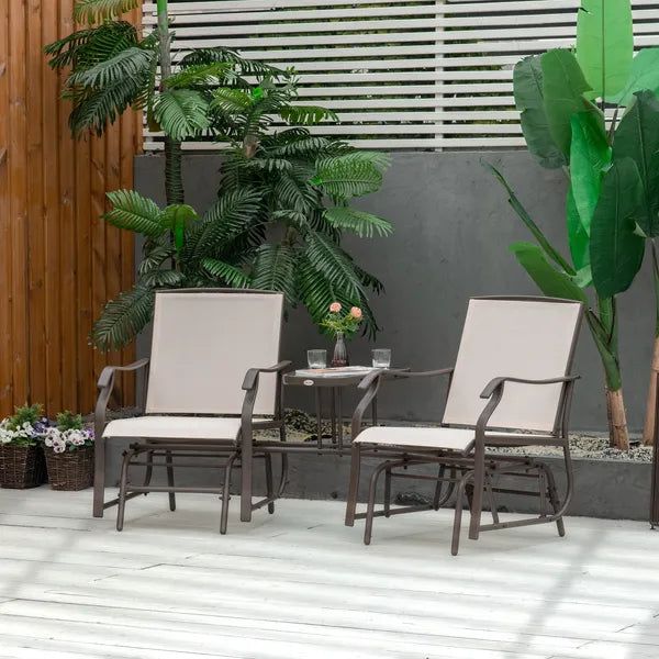 2 Seat Outdoor Glider Chair with Coffee Table and Breathable Sling, Beige - product image 10