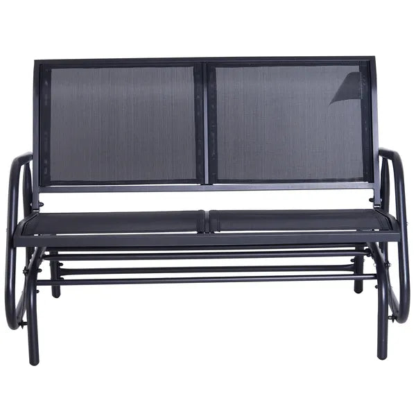 Outdoor Glider Rocking Chair for 2, Patio Bench Swing with Steel Frame, for Garden, Porch - Black - product image 11