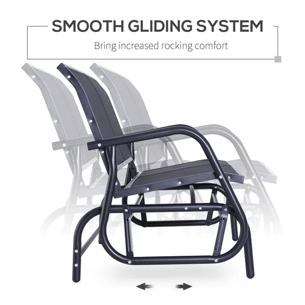 Outdoor Glider Rocking Chair for 2, Patio Bench Swing with Steel Frame, for Garden, Porch - Black - product image 4