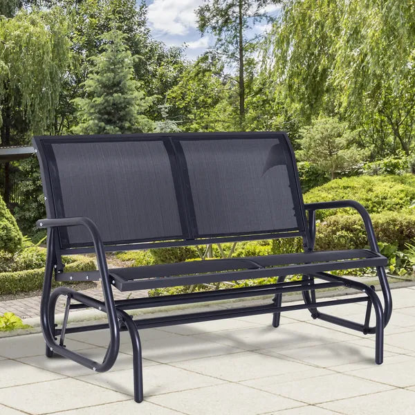 Outdoor Glider Rocking Chair for 2, Patio Bench Swing with Steel Frame, for Garden, Porch - Black - product image 10
