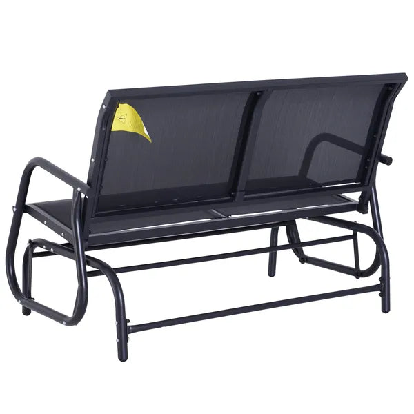 Outdoor Glider Rocking Chair for 2, Patio Bench Swing with Steel Frame, for Garden, Porch - Black - product image 8