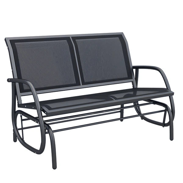 Outdoor Glider Rocking Chair for 2, Patio Bench Swing with Steel Frame, for Garden, Porch - Black - product image 1