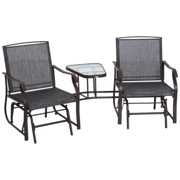 Outsunny Outdoor Glider Swing 2-Seat Independent Chairs Grey with Center Coffee Table - product image 1