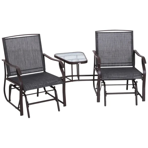 Outsunny Outdoor Glider Swing 2-Seat Independent Chairs Grey with Center Coffee Table - product image 1