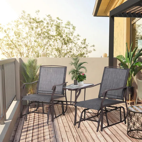 Outsunny Outdoor Glider Swing 2-Seat Independent Chairs Grey with Center Coffee Table - product image 10