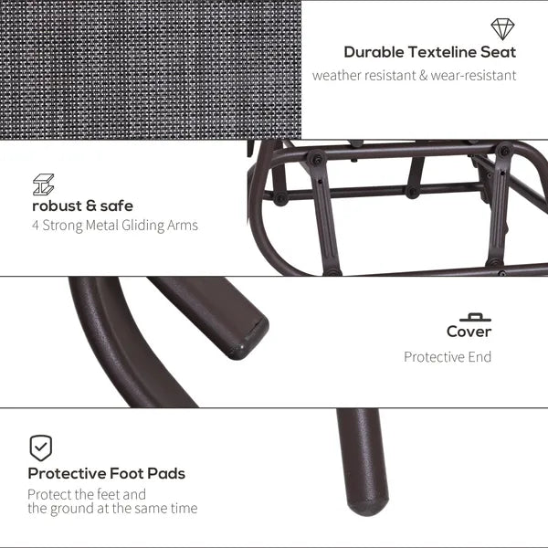 Outsunny Outdoor Glider Swing 2-Seat Independent Chairs Grey with Center Coffee Table - product image 5