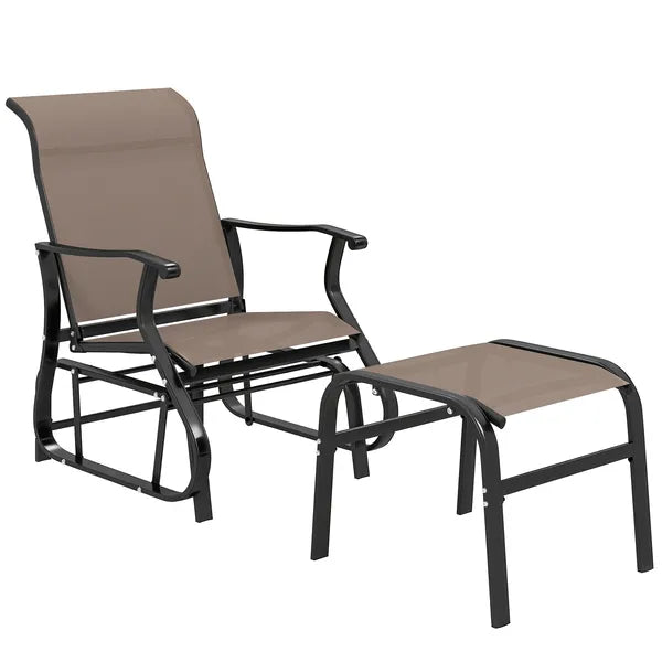 Outsunny Outdoor Glider with Ottoman, Patio Glider Chair Set with High Back, Wide Seat for Porch, Garden, Backyard, Brown - product image 11