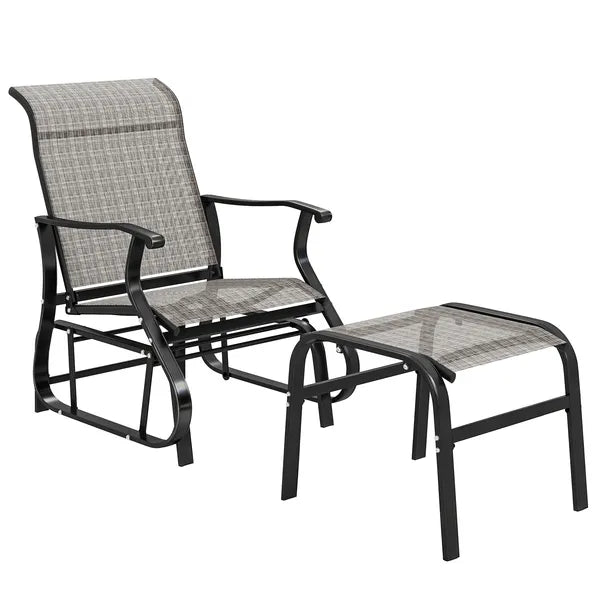 Outsunny Outdoor Glider with Ottoman, Patio Glider Chair Set with High Back, Wide Seat for Porch, Garden, Backyard, Gray - product image 11