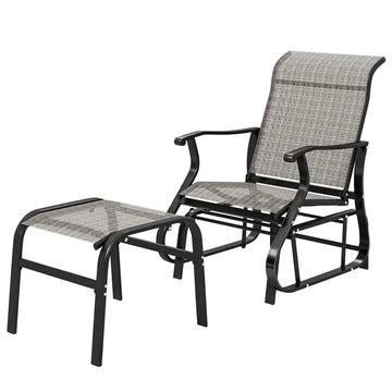 Outsunny Outdoor Glider with Ottoman, Patio Glider Chair Set with High Back, Wide Seat for Porch, Garden, Backyard, Gray - product image 1