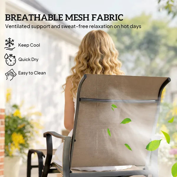 Outsunny Outdoor Glider with Ottoman, Patio Glider Chair Set with High Back, Wide Seat for Porch, Garden, Backyard, Tan - product image 8