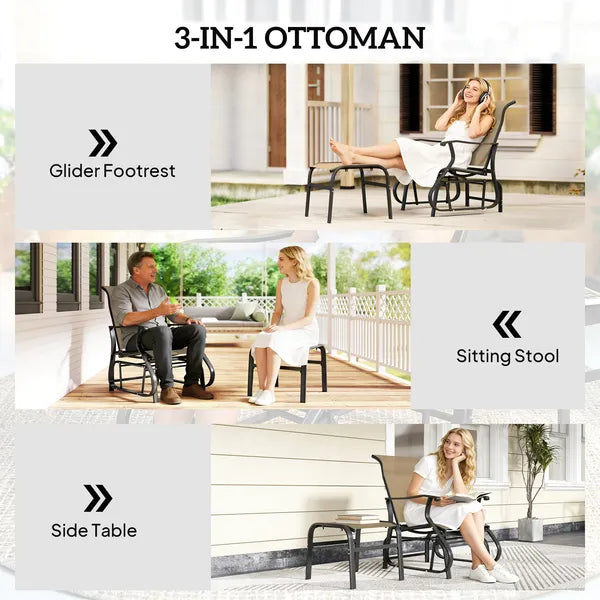 Outsunny Outdoor Glider with Ottoman, Patio Glider Chair Set with High Back, Wide Seat for Porch, Garden, Backyard, Tan - product image 7
