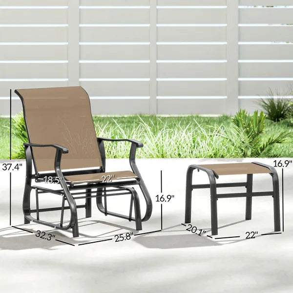 Outsunny Outdoor Glider with Ottoman, Patio Glider Chair Set with High Back, Wide Seat for Porch, Garden, Backyard, Tan - product image 3