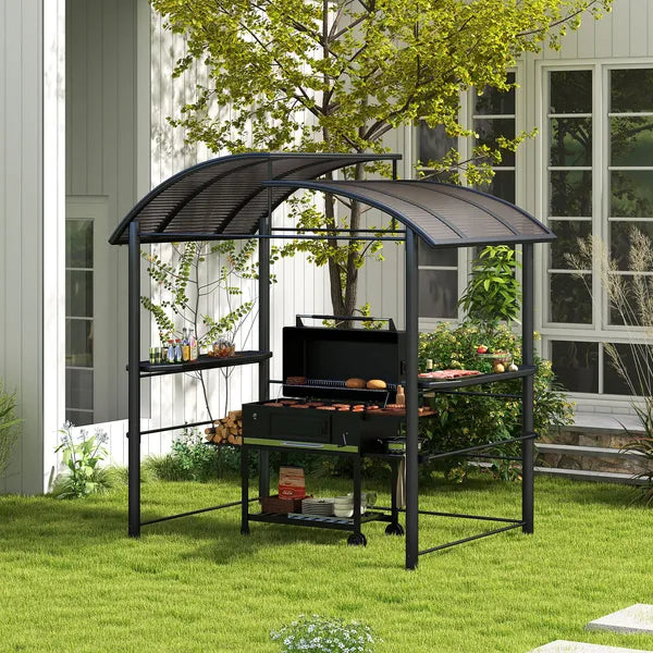 Outsunny Outdoor Grill Gazebo 8x5 with Vented PC Roof Side Shelves Canopy Shelter - product image 2