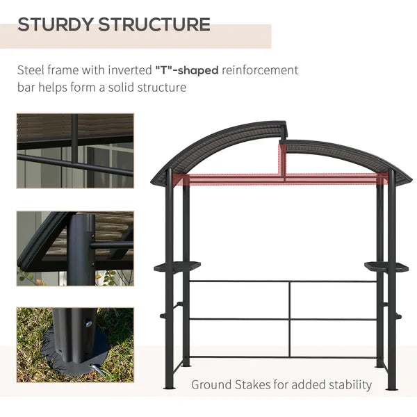 Outsunny Outdoor Grill Gazebo 8x5 with Vented PC Roof Side Shelves Canopy Shelter - product image 6