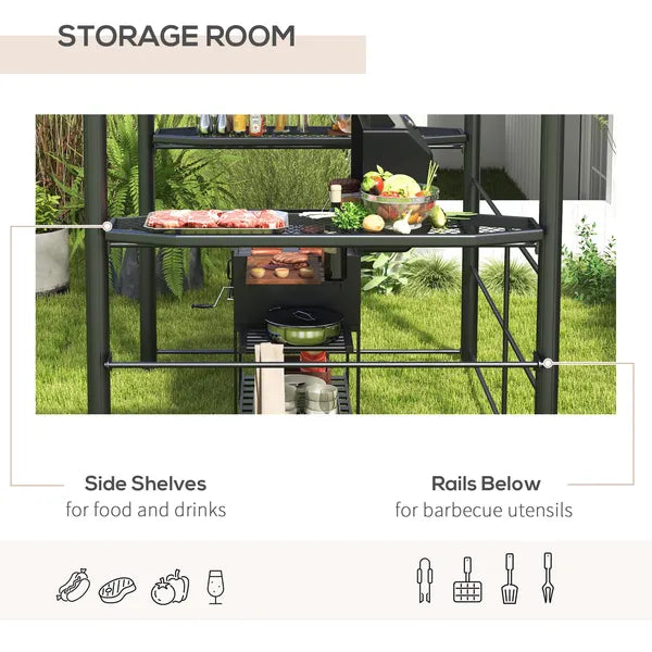 Outsunny Outdoor Grill Gazebo 8x5 with Vented PC Roof Side Shelves Canopy Shelter - product image 5