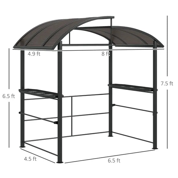 Outsunny Outdoor Grill Gazebo 8x5 with Vented PC Roof Side Shelves Canopy Shelter - product image 3
