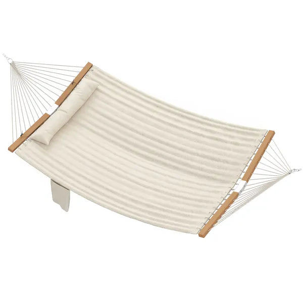 Outsunny Outdoor Hammock 2-Person, with Pillow and Pad, 440 lbs Capacity, Cream White - product image 1