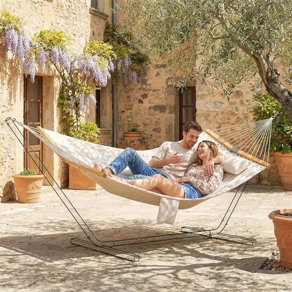 Outsunny Outdoor Hammock 2-Person, with Pillow and Pad, 440 lbs Capacity, Cream White - product image 2