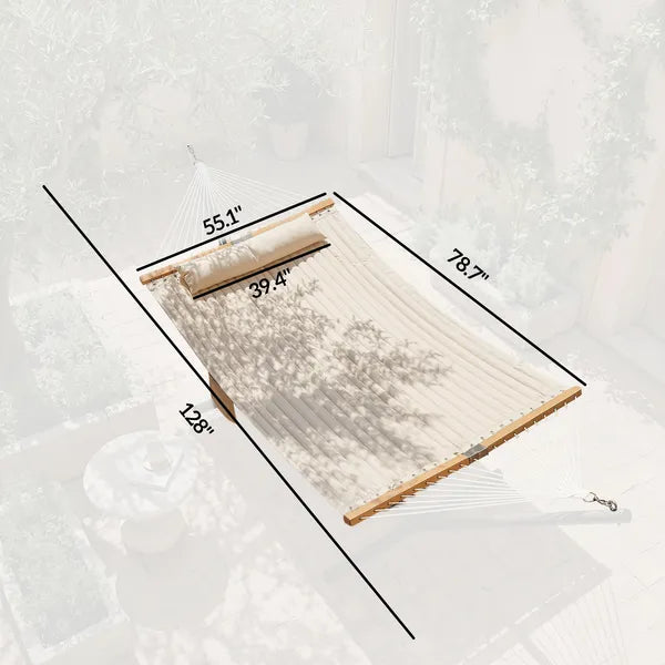 Outsunny Outdoor Hammock 2-Person, with Pillow and Pad, 440 lbs Capacity, Cream White - product image 3
