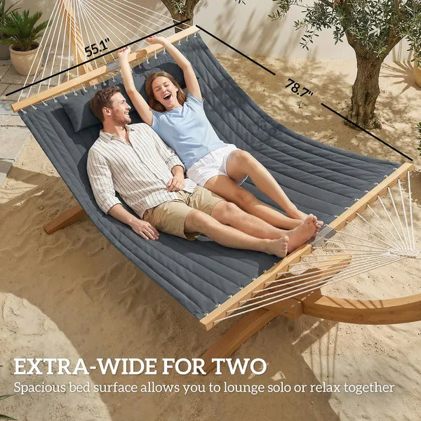 Outsunny Outdoor Hammock 2-Person, with Pillow and Pad, 440 lbs Capacity, Gray - product image 5